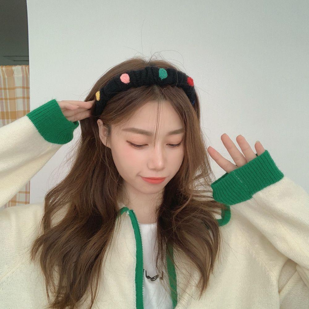 ANEMONE Băng Đô Len Họa Tiết Hoa Màu Kẹo Ngọt Thời Trang Cho Nữ