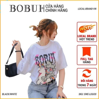 [LOCAL BRAND] Áo thun Bobui hình ngựa tay lỡ form rộng vải Cotton, T-Shirt BOBUI Unicorn Unisex
