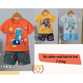 Bộ quần áo bé trai vải cotton xuất hàn cho bé trai từ 0-3 tuổi 7-15kg