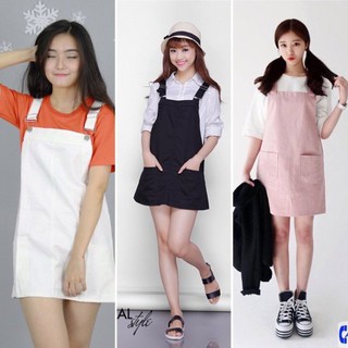 Lenkapas - Váy Yếm kaki 2 túi dễ thương - đủ màu: đen, trắng, hồng8