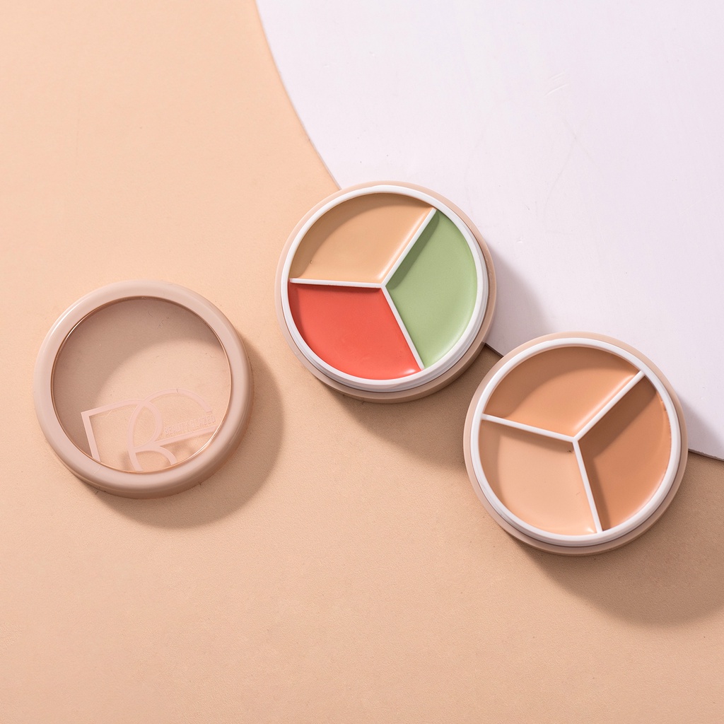 Bảng Kem Che Khuyết Điểm 3 Màu Dưỡng Ẩm Lâu Trôi Che Phủ Quầng Thâm Mụn/Bắt Sáng Trang Điểm Mặt
