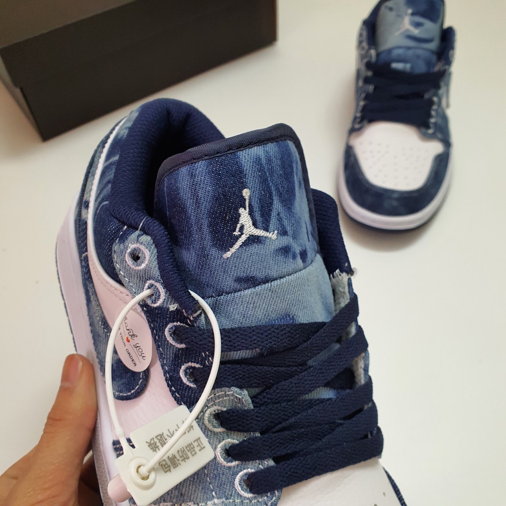 ✔️Giày Jordan 1 Low Xanh Bò Washed Denim Fullbox Cao Cấp Fullbox, Giày thể thao jordan 1 cổ thấp chất liệu chính vải bò