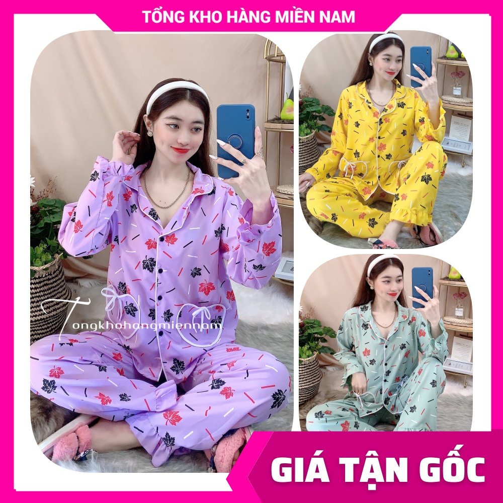 Đồ bộ nữ mặc nhà tay dài chất kate mềm mịn mát in họa tiết dễ thương DBKIHTD07