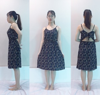 Đầm hở lưng cột nơ (hình thật)