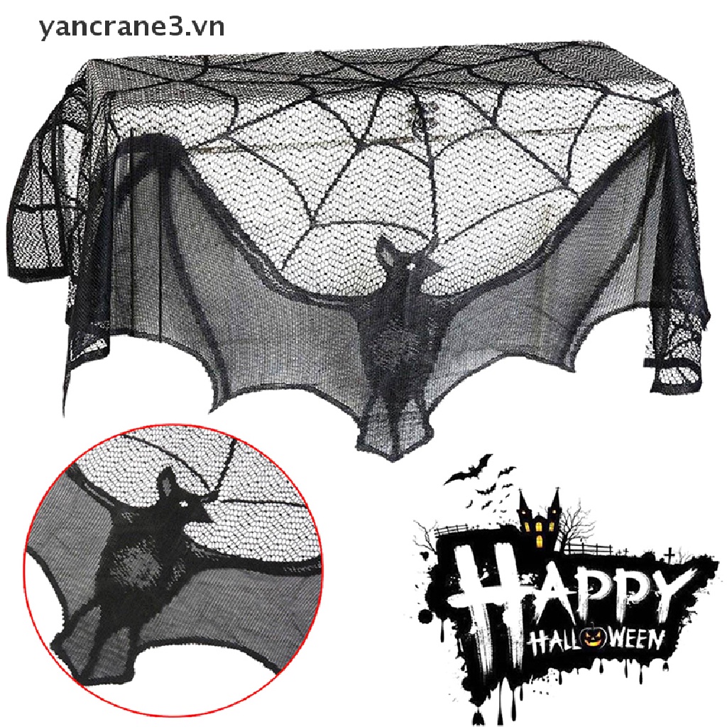 {YAN3} Khăn Trải Bàn Lưới Nhện Đen Hình Mạng Nhện Trang Trí Halloween / Tiệc Kinh Dị {yancrane3.vn}