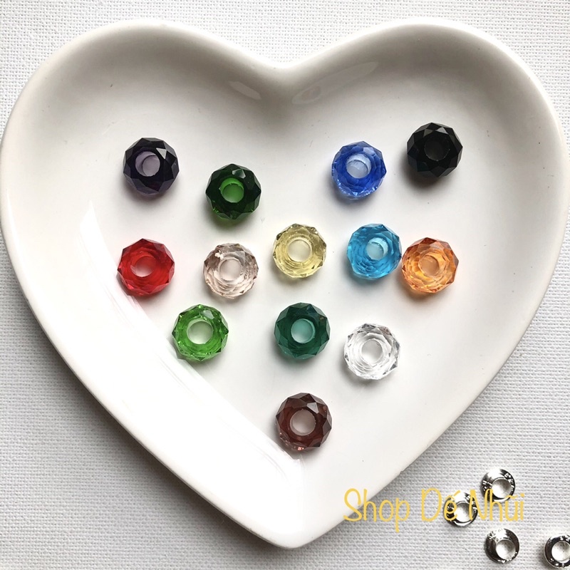 Charm Pha Lê Donut 8x14mm Cho Lắc Tay Pandora 🦗denhuihandmade🦗