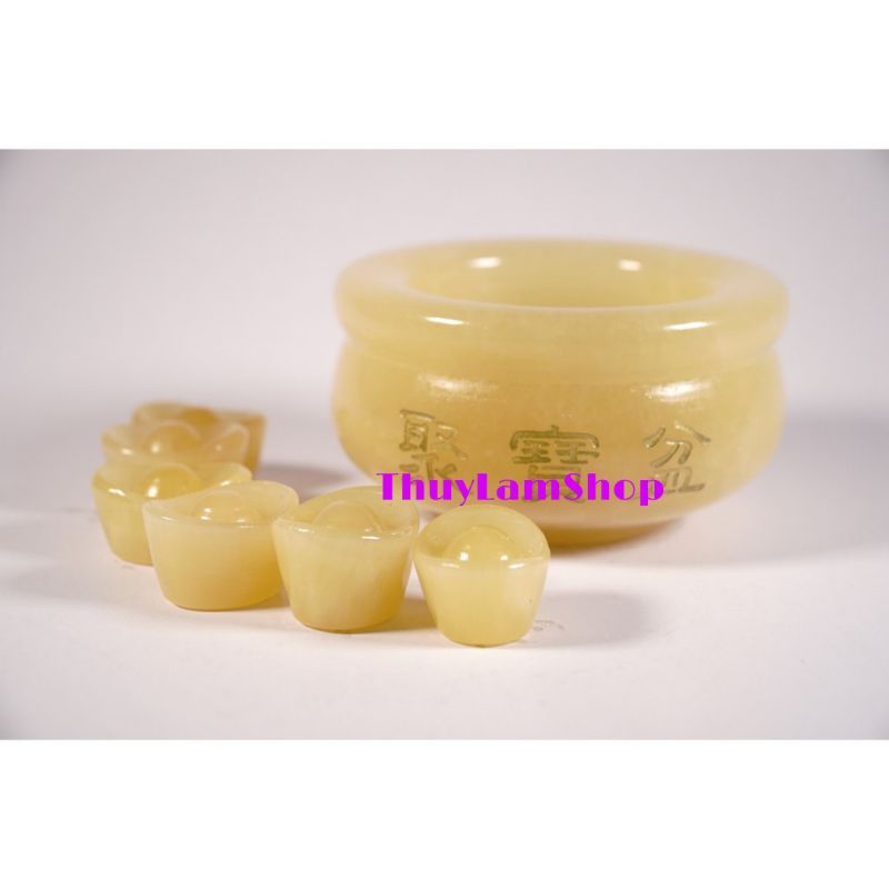 Hủ vàng đá hoàng long kim nguyên tụ Bảo Bồn đặt bàm thờ thần tài, quầy thu ngân, bàn làm việc, két sắt, sư tầm