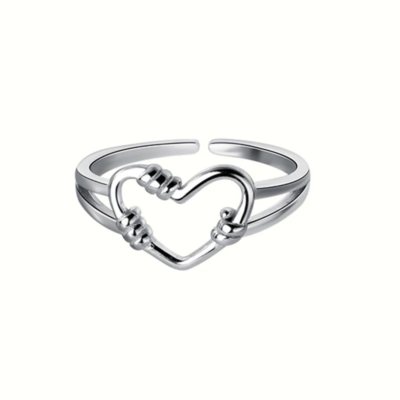 Nhẫn dạng mở hình trái tim thời trang xinh xắn