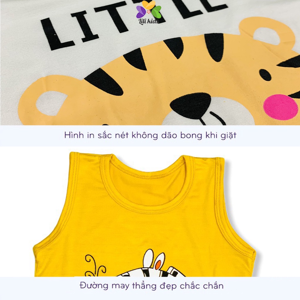 Bộ ba lỗ cho bé chất thun lạnh size đại cho bé trai bé gái từ 8-19kg lili.kids BBL02