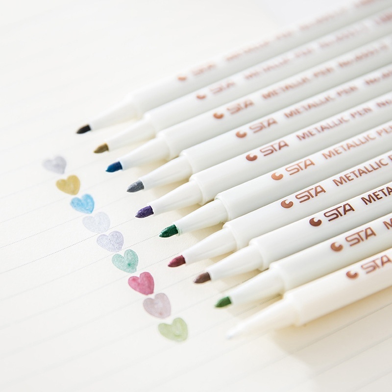 Set 6/10 bút màu đánh dấu màu ánh kim dùng vẽ tranh trí đồ thủ công