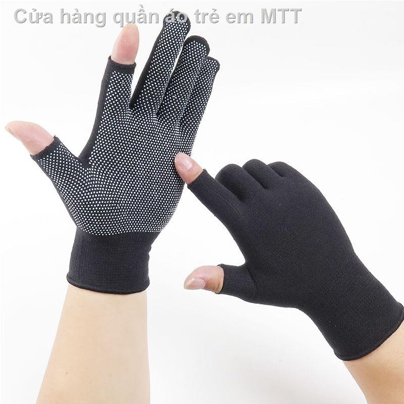 găng tay cotton hai ngón cho nam và nữ mùa hè thu mỏng chống trượt đi làm thể thao đạp xe ngoài trời bằng nửa mà