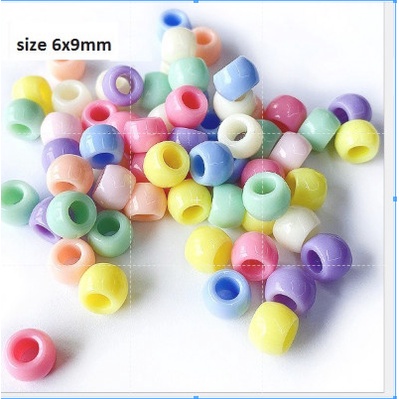#P117-63 gói 10-50gam hạt nhựa tròn trụ lỗ lớn xỏ vòng 6x8 &amp;6x9mm