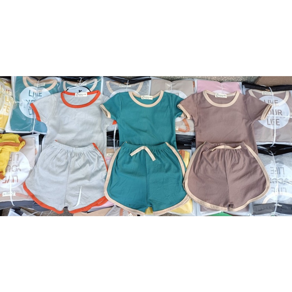 Bộ gân tăm lạnh ngắn tay Peekaboo phong cách Hàn Quốc cho bé trai bé gái