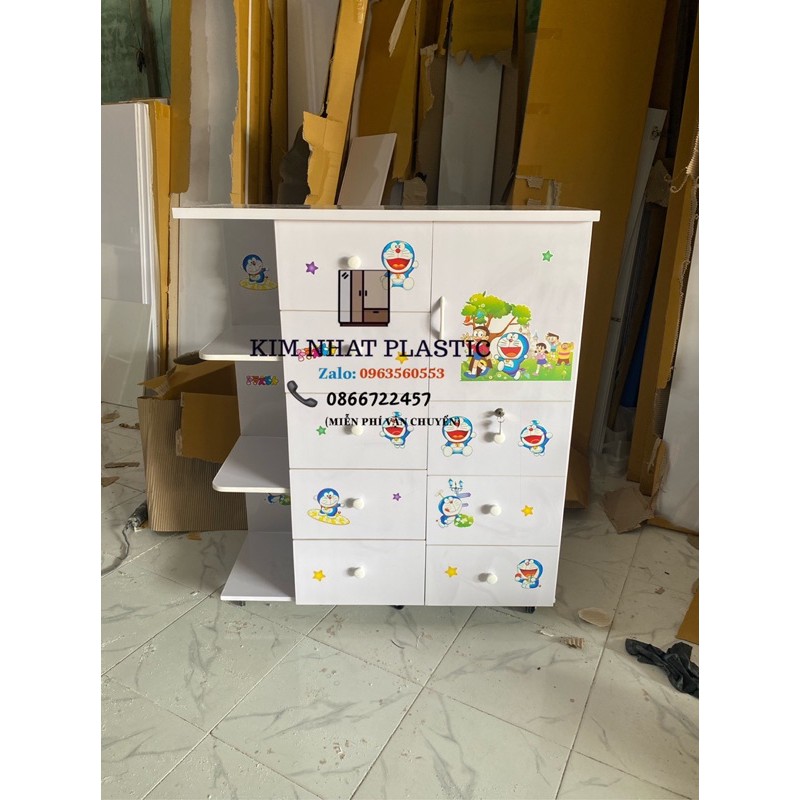 Tủ nhựa Đài Loan cho bé dán doraemon freeship tphcm