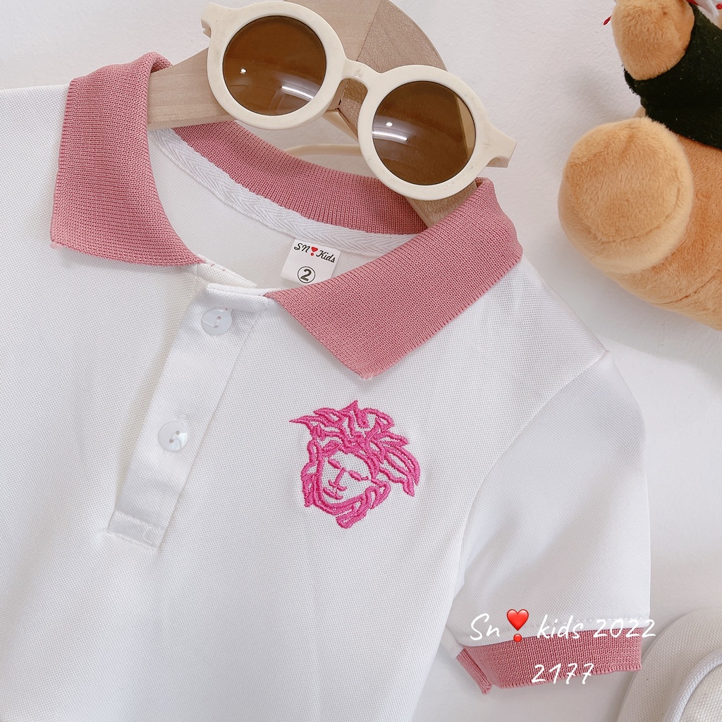Váy polo cổ bẻ đuôi cá thêu hình cực đẹp cho bé gái (V779)