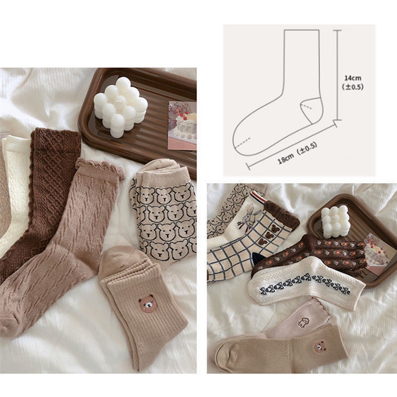 Allofme Vớ Cotton Dày Cổ Cao Co Giãn In Họa Tiết Hoạt Hình Dễ Thương Thời Trang Mùa Thu Cho Nữ