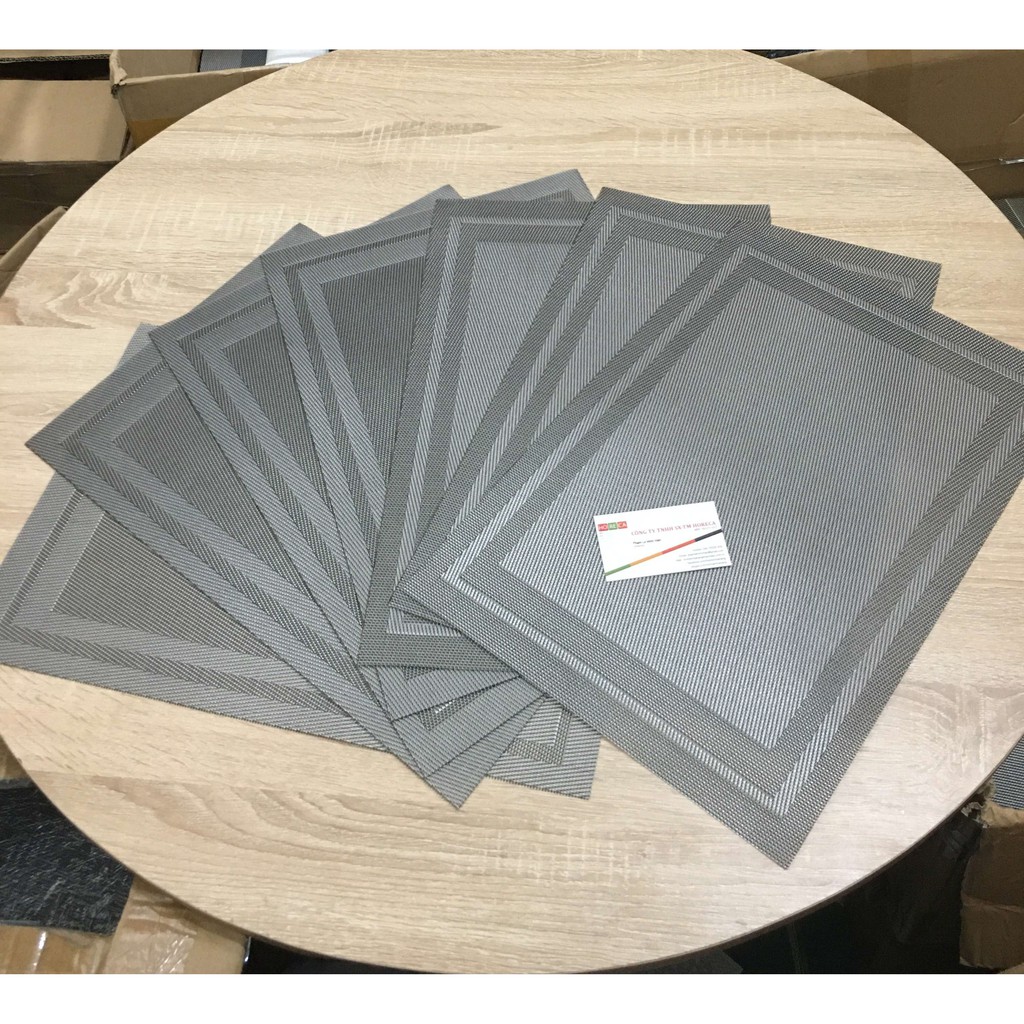 Tấm lót bàn ăn placemat cao cấp 20 màu, nhựa PVC chống trượt, chống nhăn