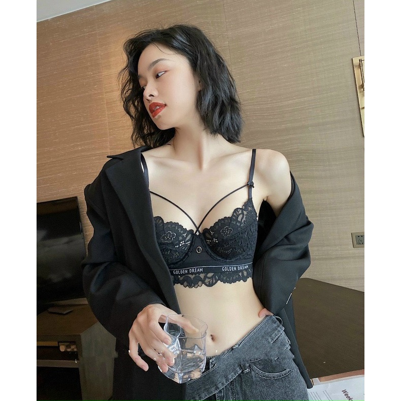 Bộ đồ lót nữ Embra ren cao cấp, mỏng nhẹ thoáng mát có gọng, chân chữ GOLDEN DREAM EBB62