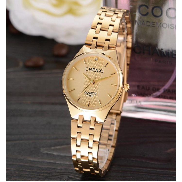 Đồng Hồ Đeo Tay CHENXI Dây Thép Màu Vàng / Bạc Thời Trang Cho Nữ