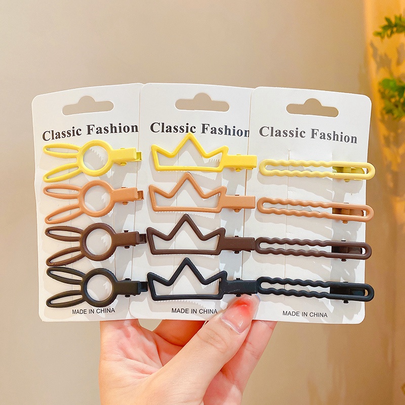 Set 4 Kẹp Tóc Nhiều Màu Sắc Dễ Thương Phong Cách Hàn Quốc Cho Bé Gái