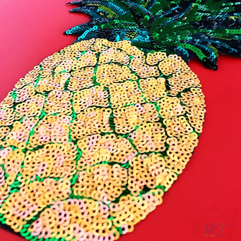 Sticker ủi thêu hình quả dứa（☸ Fruits - Pineapple Sequins Patch ☸）（L-11074）