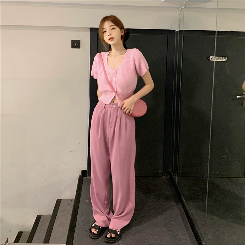 Xiaozhainv Áo sweater Dệt Kim Tay Ngắn Dáng Rộng Đơn Giản Thời Trang Mùa Hè Có 7 Màu