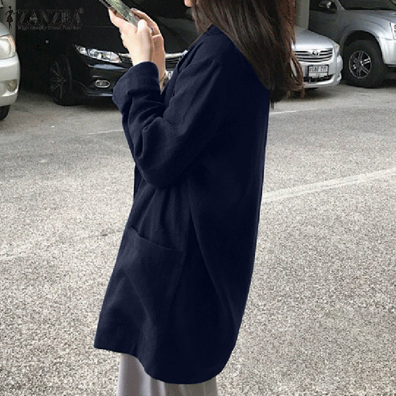Áo Khoác ZANZEA Dáng Rộng Cổ Bẻ Tay Dài Màu Trơn Thời Trang Dạo Phố Thường Ngày Cho Nữ | BigBuy360 - bigbuy360.vn
