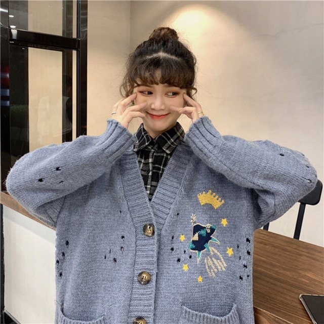 [ORDER] Áo khoác cardigan len hoạ tiết dễ thương 198