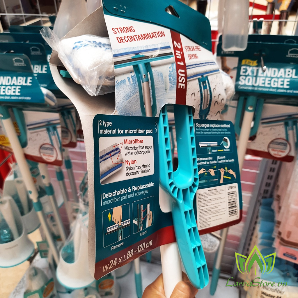 Cây Lau Kính Lock&amp;Lock Extendable Squeegee ETM418 Cán Dài 1.2m
