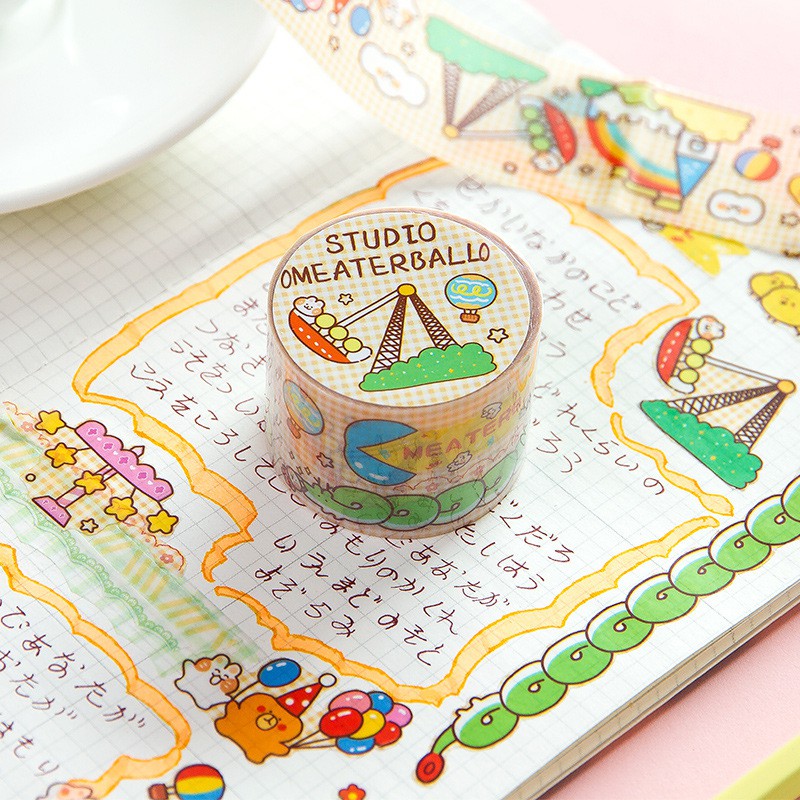 Băng dính Washi tape, băng dính sticker trang trí sổ học tập, làm quà tặng siêu dễ thương