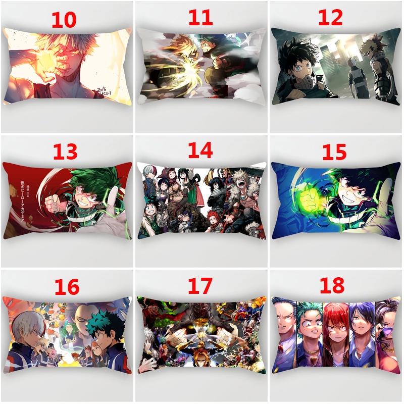 Vỏ gối đơn một mặt in hình Anime My Hero Academia 30x50cm chất lượng cao