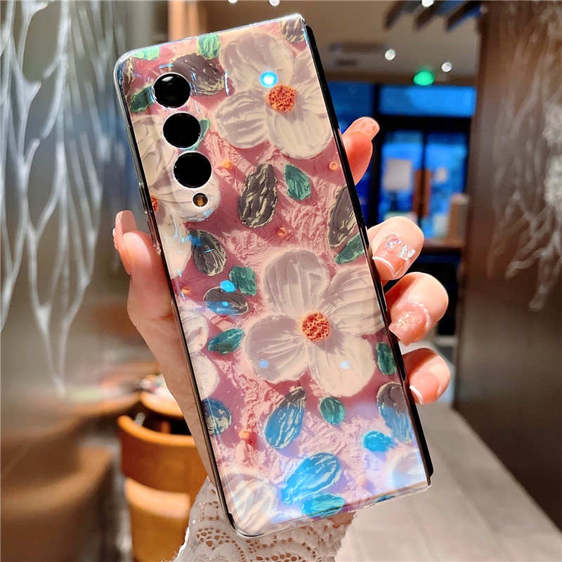 Ốp Điện Thoại Blu-Ray Chống Sốc Họa Tiết Hoa Hoạt Hình Cho Samsung Galaxy Z Fold 3