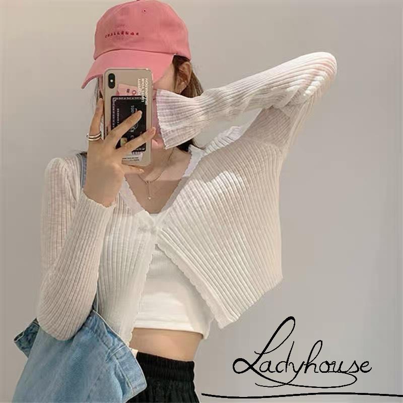 Áo Cardigan Dệt Kim Tay Dài Dáng Rộng Cài Nút Màu Trơn Cho Nữ