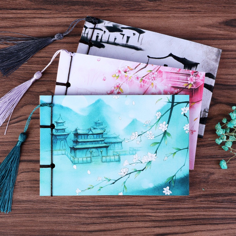 Sổ Tay Khổ A6 Có Dây Tua Rua Phong Cách Trung Hoa