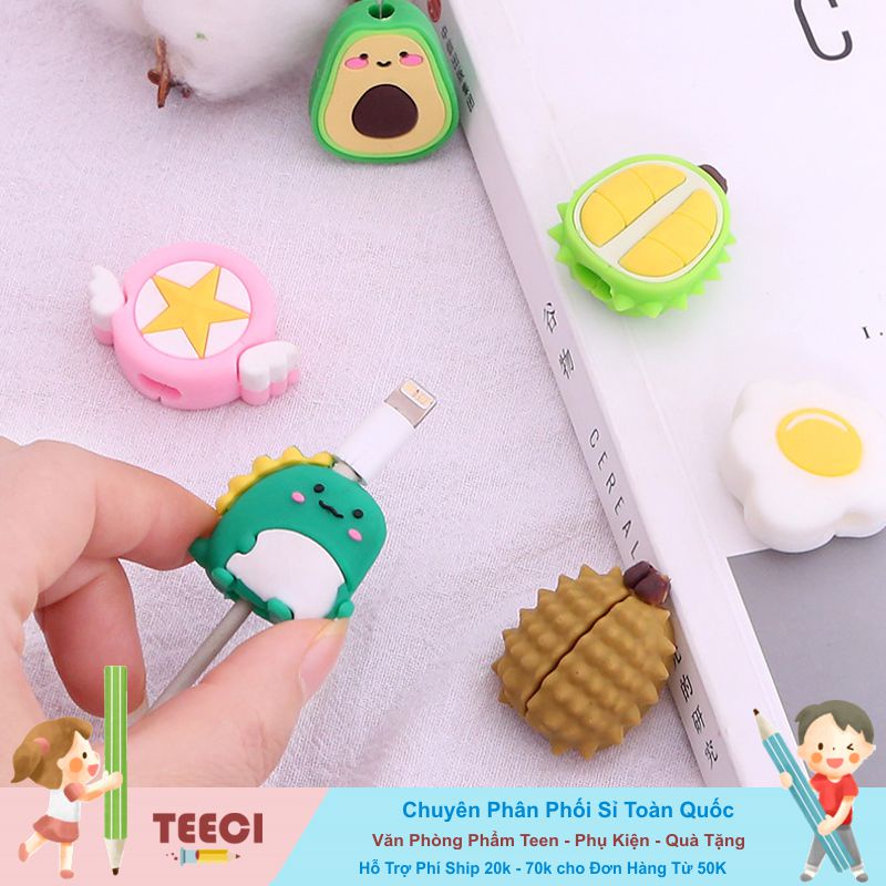 &lt;Video Review&gt; Bộ Nút Silicon Bọc Chống Nứt Đứt Gãy Bảo Vệ Cáp Đầu Nẹp Dây Sạc Tai Nghe Hoạt Hình Cute Phụ Kiện U005