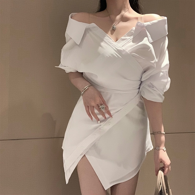Đầm Sơ Mi Trễ Vai Thời Trang Mùa Hè