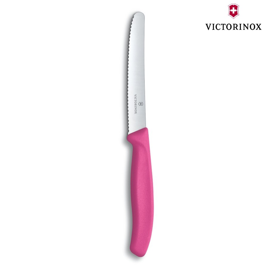 Dao bếp Victorinox Tomato and sausage knives màu hồng (wavy edge, 11cm) 6.7836.L115