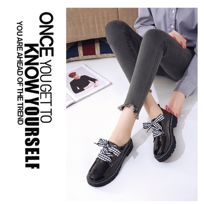 Giày Nữ Mọi Kiểu OXFORD Choose Dây Vải Caro Hoặc Đen Gót Cao 3 Phân | BigBuy360 - bigbuy360.vn