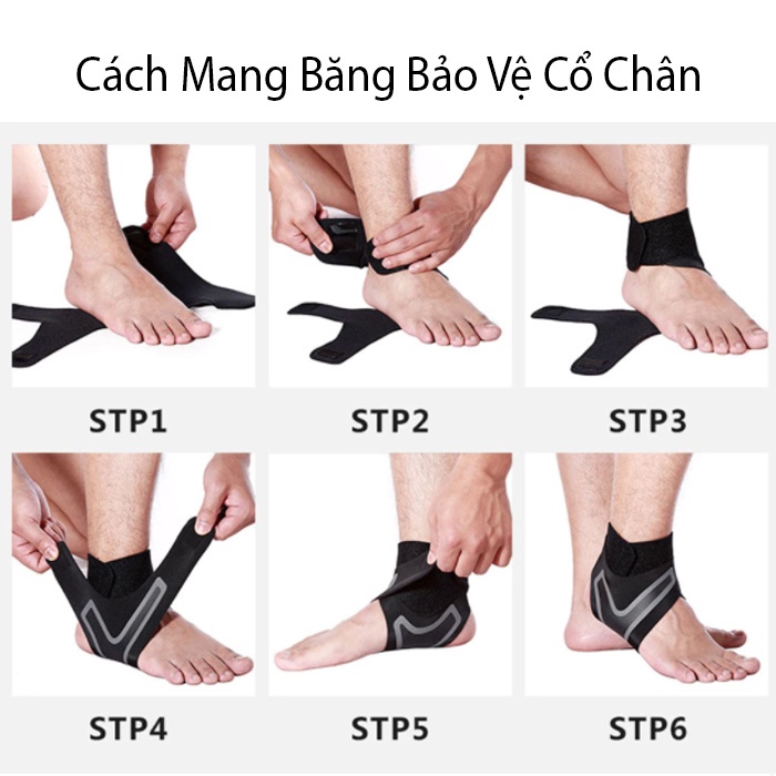 Băng bảo vệ cổ chân, mắt cá chân,hỗ trợ và bảo vệ đảm bảo sự linh hoạt trong thể thao màu đen