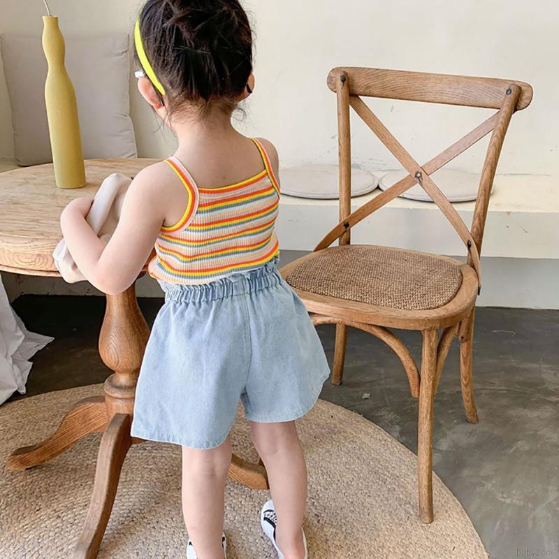 Summer Baby Girls Sleeveless Cute Rainbow Striped Vest