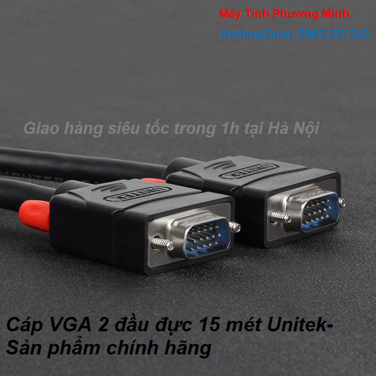 Cáp VGA 2 đầu đực 15m Unitek Y-C507A - Dây VGA 15m Unitek C507A- Sản phẩm chính hãng