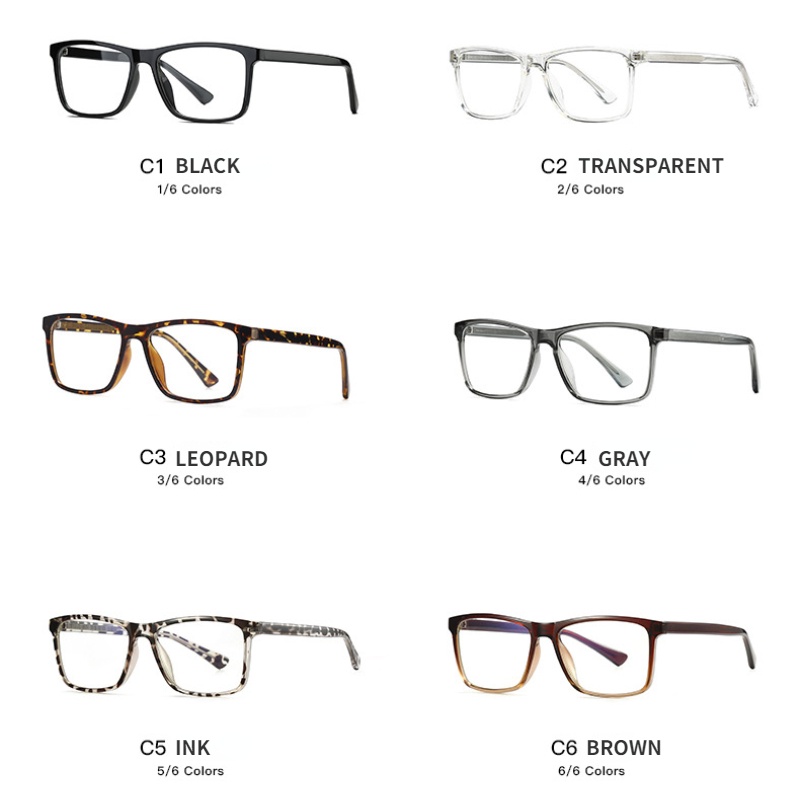 Kính TR90 Gọng Vuông Kim Loại Chống Ánh Sáng Xanh Thời Trang