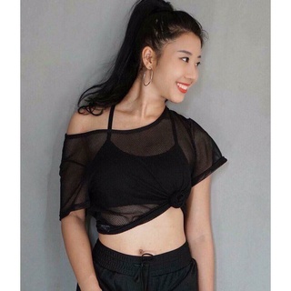 Áo croptop lưới thể thao, áo tank lưới khoác ngoài