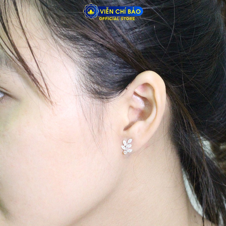 Bông tai bạc nữ lá nguyệt quế chất liệu bạc S925 thời trang phụ kiện trang sức nữ Viễn Chí Bảo B400596