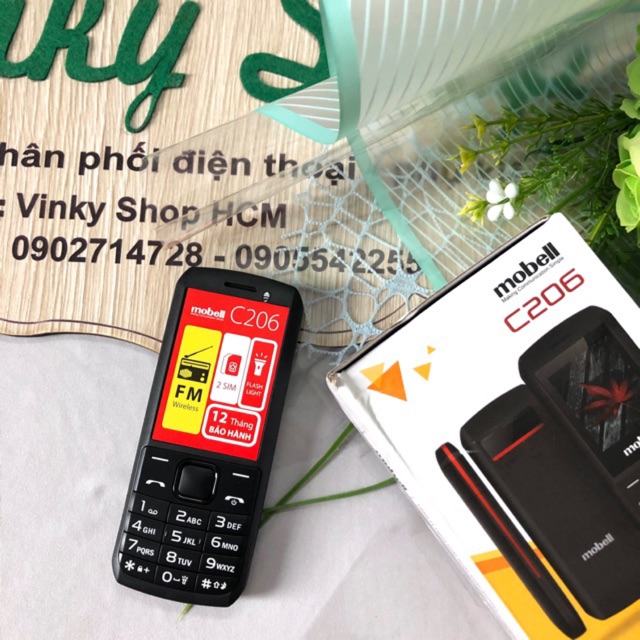 Điện thoại Mobell C206 có chức năng ghi âm cuộc gọi 2 sim 2 sóng mới Full box Bảo hành 12 tháng - Hãng chính hãng