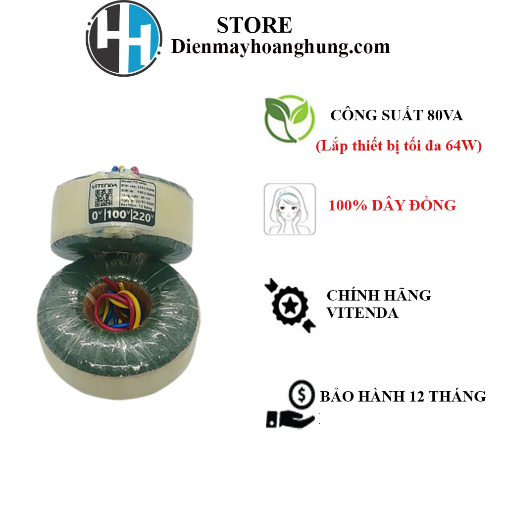 Đổi nguồn điện 220v sang 100v Vitenda công suất 80VA gắn trong thiết bị Nội địa Nhật