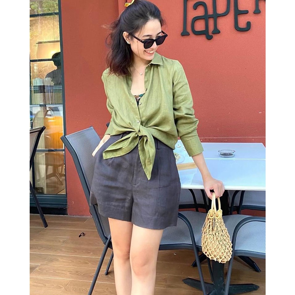 (TỔNG KHO LÂM ANH CHUYÊN SỈ) Sơ mi nữ linen form rộng trễ vai trẻ trung