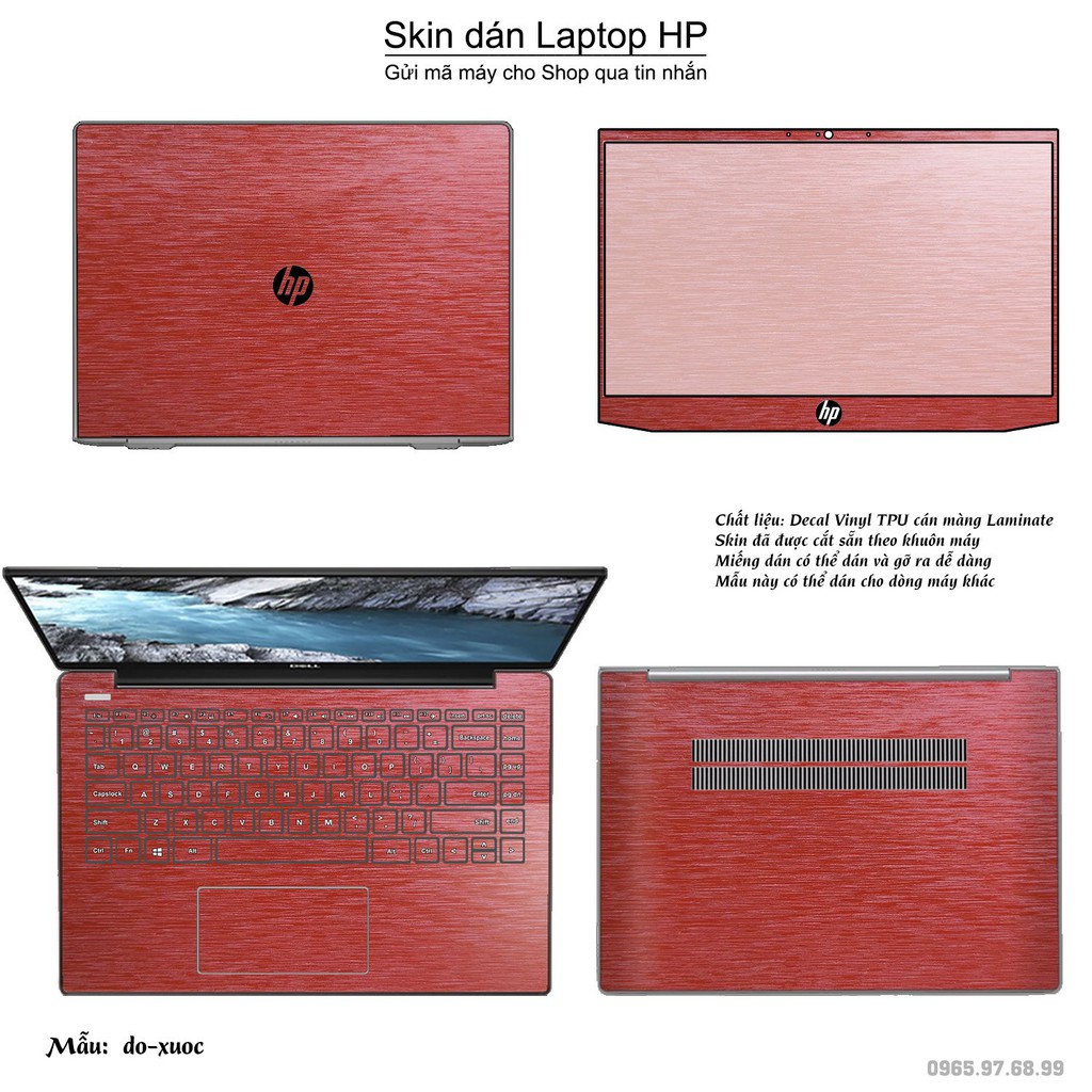 Skin dán Laptop HP màu đỏ xước (inbox mã máy cho Shop)