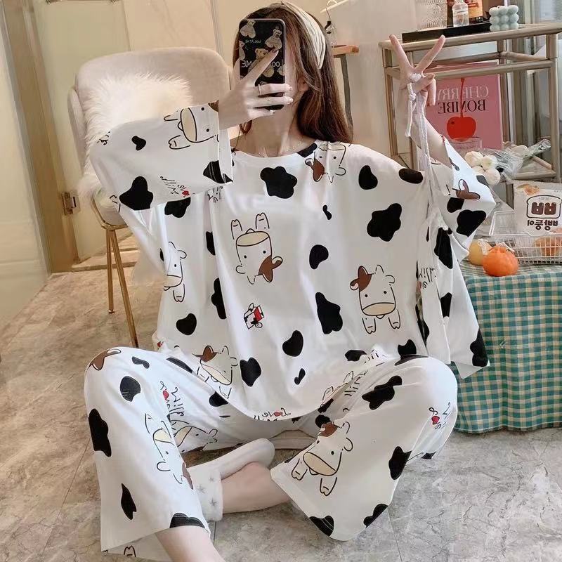 Bộ Đồ Ngủ Dáng Rộng In Hoạt Hình Gấu Kiểu Hàn Quốc Thời Trang Mùa Thu Cho La037