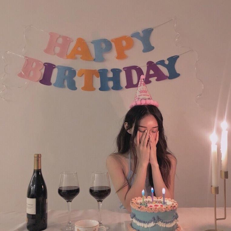 [ Mẫu mới] Dây chữ Happy Birthday vải dạ tone màu Hàn Quốc trang trí sinh nhật
